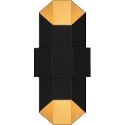Chasm Integrated LED Matte Black Gold Outdoor Wall Lantern
