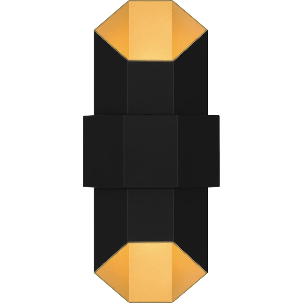 Chasm Integrated LED Matte Black Gold Outdoor Wall Lantern