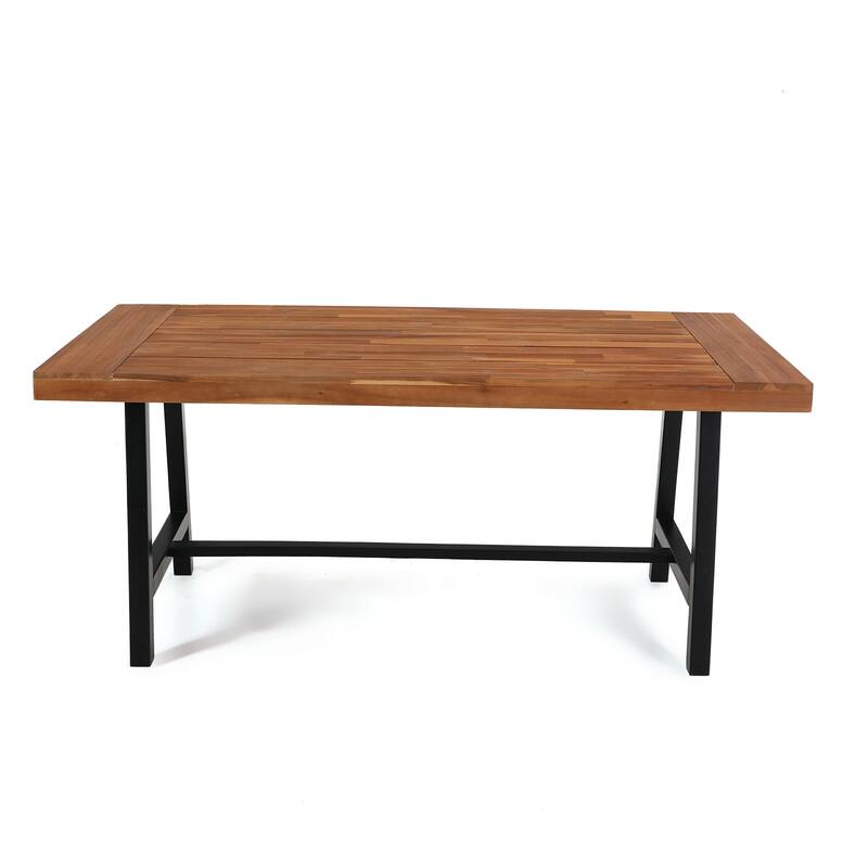 2-Piece Patio Wooden Dining Set，1 Wooden Table and 1 Wooden Bench