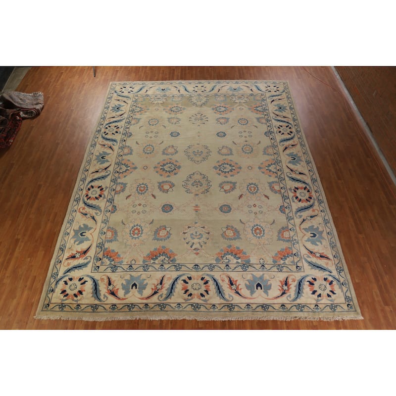 Hand Knotted Oriental 100% Wool Carpet Traditional All-Over Beige & Ivories Mahal Area Rug - 16' 6'' X 13' 0''