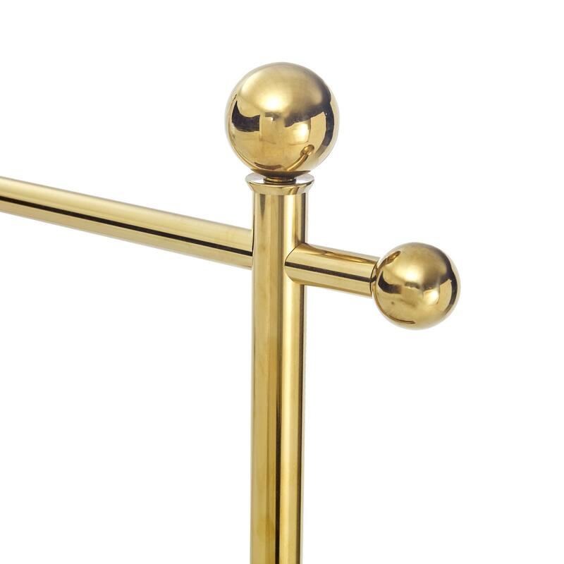 Industrial Coat Rack, Solid Wood and Stainless Steel Heavy Duty Clothing Stand with 2 Layer Storage