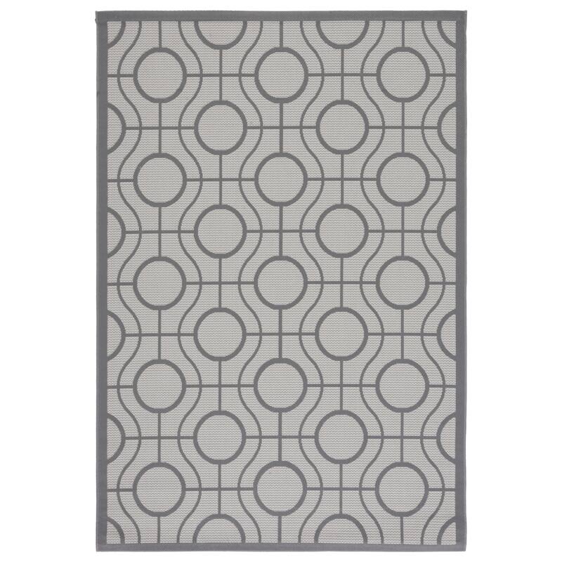 SAFAVIEH Courtyard Pazia Indoor/ Outdoor Waterproof Patio Backyard Rug - 5'3" x 7'7" - Light Grey/Anthracite
