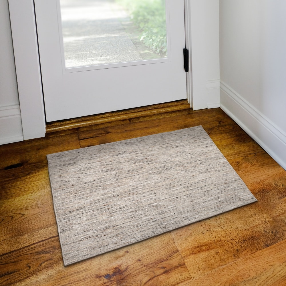 Addison Villager Textured Solid Wool and Viscose Area Rug