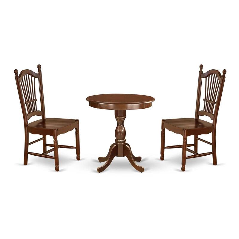 3-Piece Mahogany Finish Solid Wood Top - Dining Room Set - Seats 4
