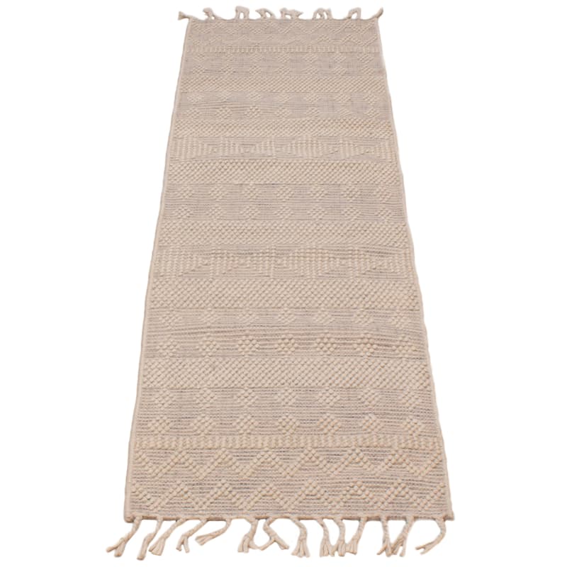 ECARPETGALLERY Braid weave Sienna Cream Wool Rug - 2'5 x 8'2