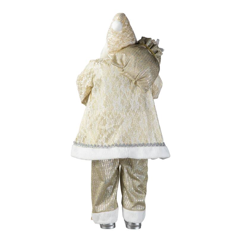 Glitzhome 35"H Oversize Faux Fur Christmas Santa Figurines