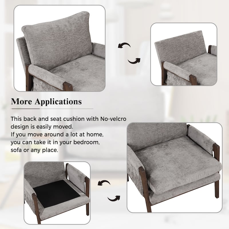 Roomfitters Mid-Century Modern Accent Chair, Velvet Upholstery with Solid Wood Frame and Plush Cushion, Ideal for Living Room