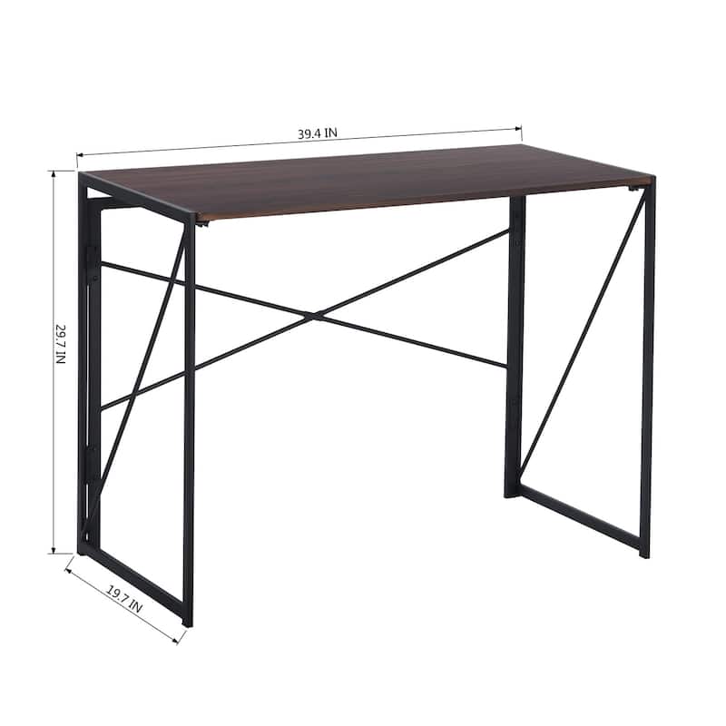 Homylin Folding Desk, Space-Saving Writing Table with Metal Frame
