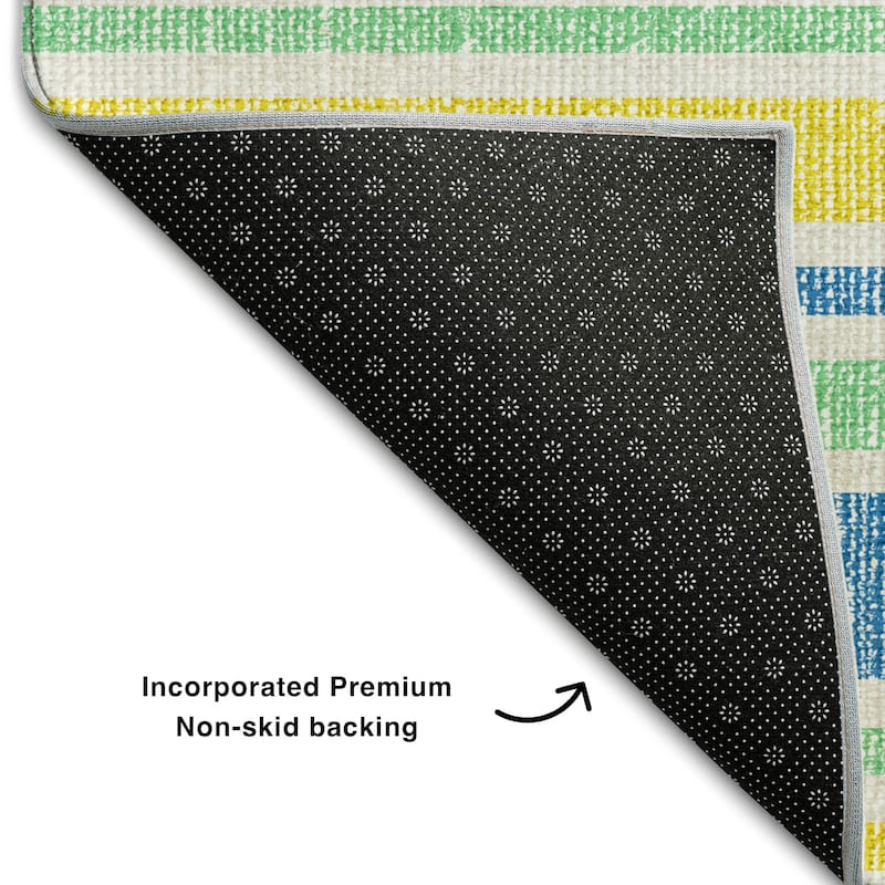 Premium Washable Super Soft Modern Cabana Stripe Mayfield Rug