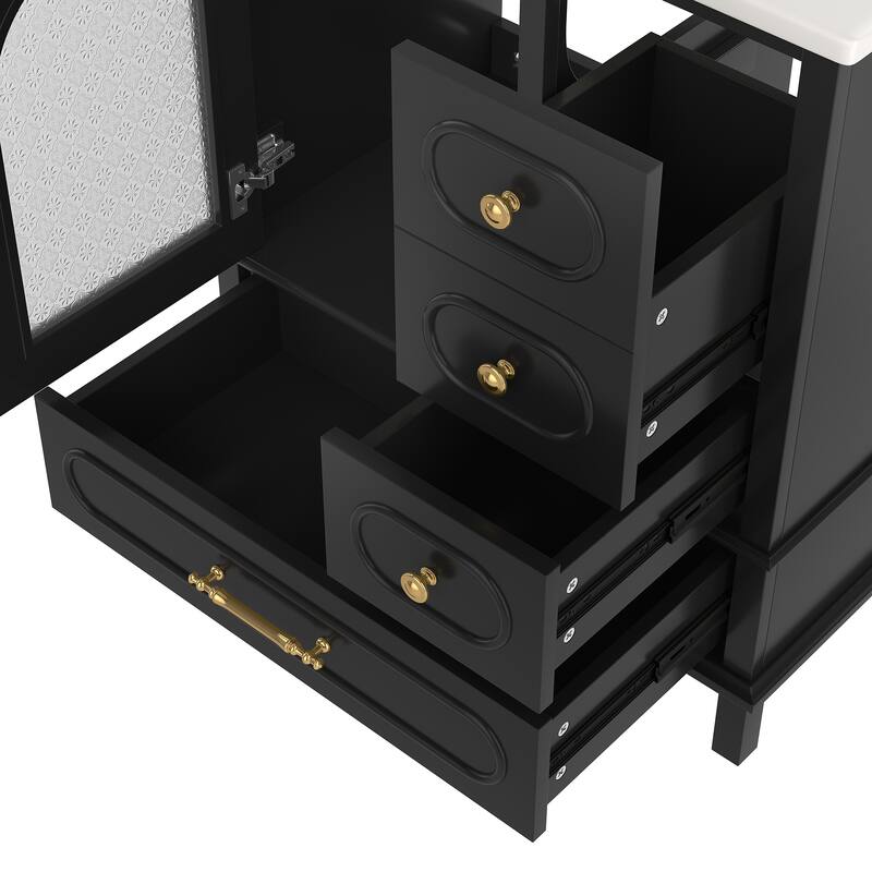 30" Bathroom Vanity with Sink, Free Standing Single Vanity Set with 3 Storage Drawers