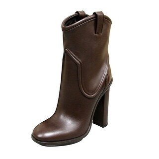Shop Gucci Women S Brown Leather Ankle Platform Runway Boots 270515 Overstock 28903552