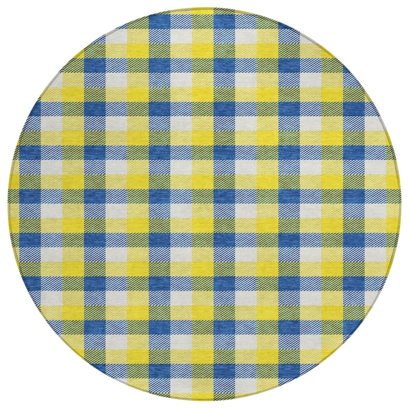 Machine Washable Indoor/ Outdoor Plaid Chantille Rug
