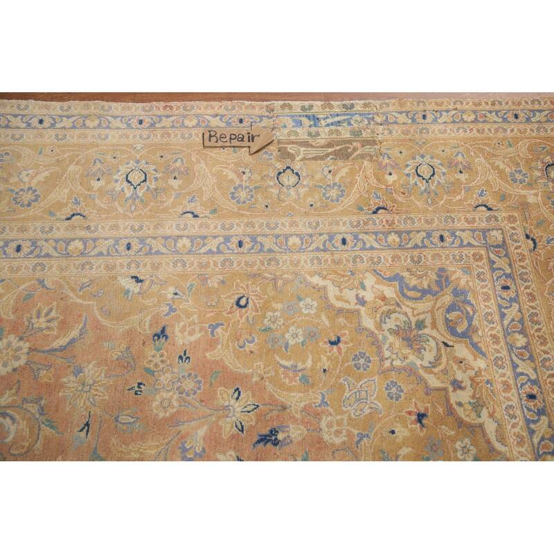 Hand Knotted Oriental 100% Wool Carpet Traditional Floral Oranges & Rust Mashad Area Rug - 11' 8'' X 7' 11''