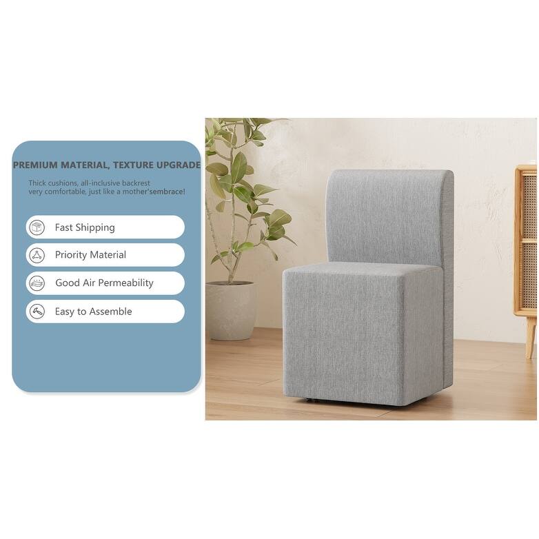 Dining Chair With Casters, Modern Rolling Dining Chair, Footstool With Wheels
