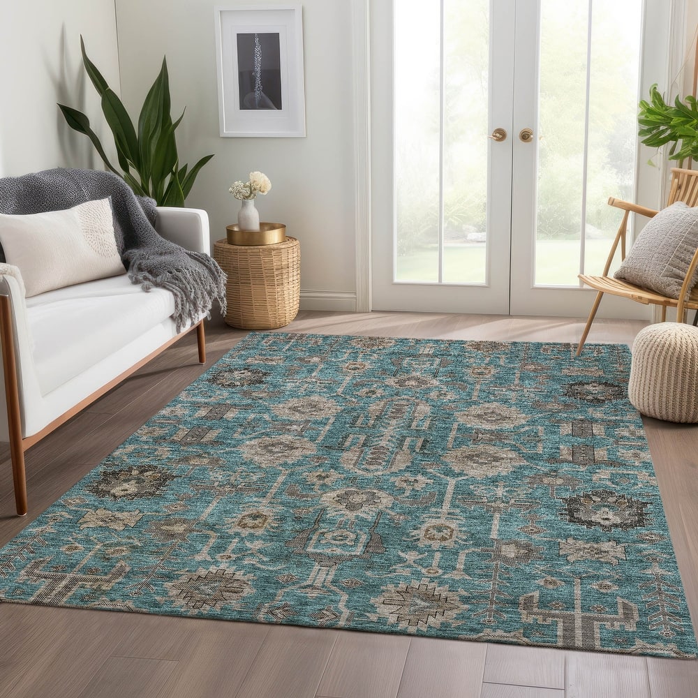 Machine Washable Indoor/ Outdoor Chantille Boho Traditional Rug