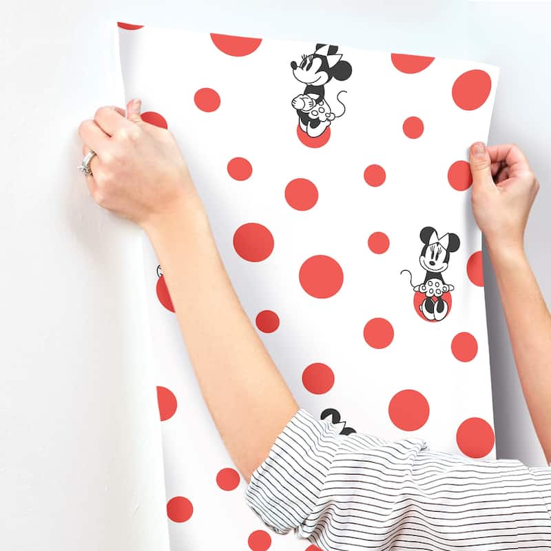 Disney Minnie Mouse Dots Red Wallpaper - Bed Bath & Beyond - 39953412