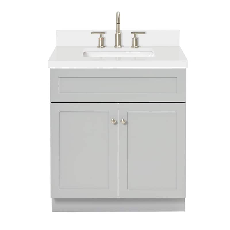 Ariel F031SWQRVO Hamlet 31" Free Standing Single Basin Vanity Set with - Grey / Pure White Top - Ash Finish