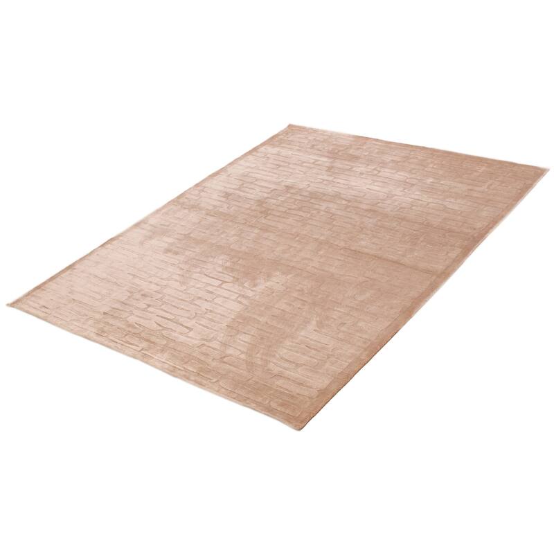 ECARPETGALLERY Hand Loomed Kashkuli Gabbeh Beige Viscose Rug - 5'8 x 7'10