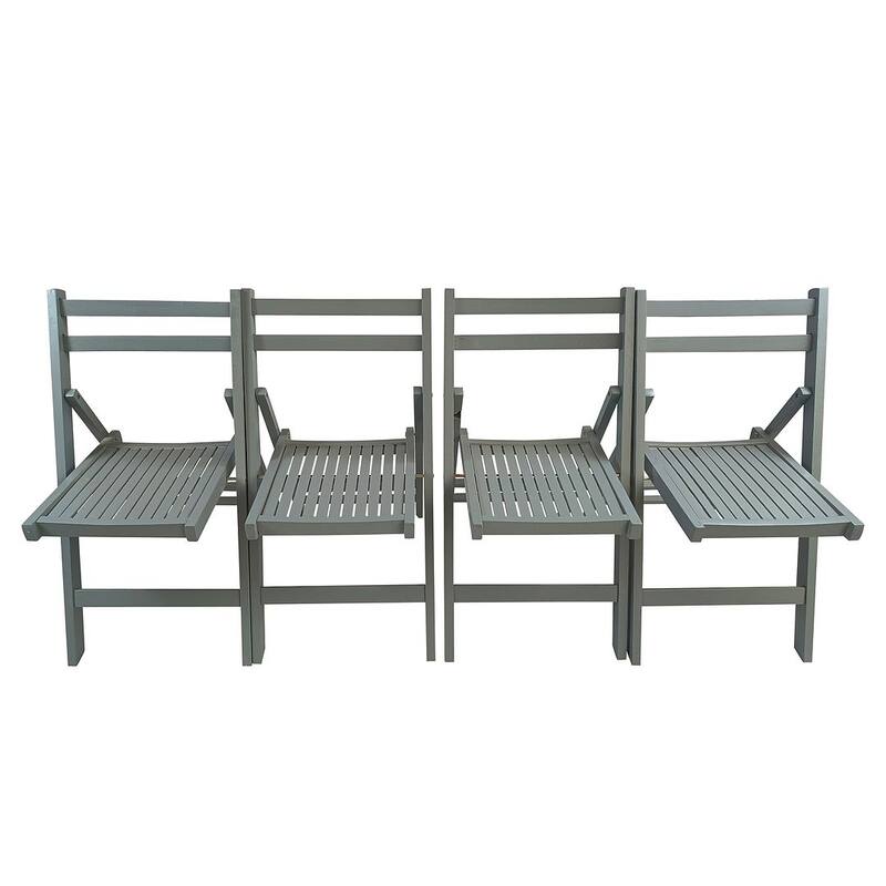4 Pack Wood Folding Chair with Slatted Seat