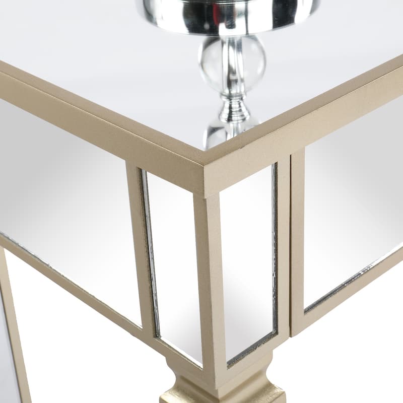 Gold Dressing Table with Glass Top and 3 Drawers Storage and Anti-Scratch Desk for Bedroom