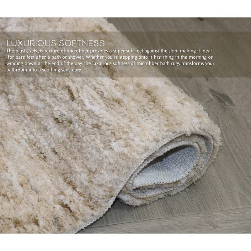 Home Weavers Cloud Comfort 100% Microfiber Bathroom Rug, Non Slip Bath & Water Absorbent Soft Bath Mat - 5 PC Set