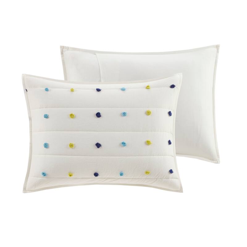 Intelligent Design Kids Ensley Pom Pom Cotton Jacquard Quilt Set with Throw Pillows