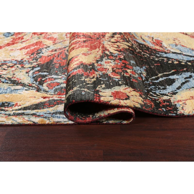 Wool/ Silk Vegetable Dye Abstract Modern Area Rug Hand-knotted Carpet - 6'7" x 9'8"