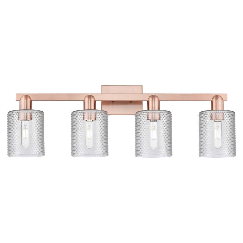 Innovations Lighting 716-4W-11-32 Cobbleskill Vanity Cobbleskill 4 - Antique Copper / Clear