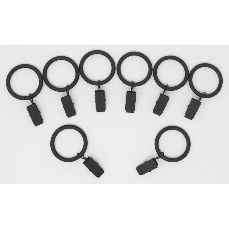 Metal Curtain Drapery Rings with Clips, 8 PK, New, 1 3/8" Inner Diameter