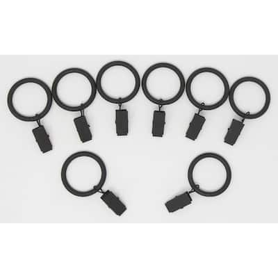 Metal Curtain Drapery Rings with Clips, 8 PK, New, 1 3/8" Inner Diameter