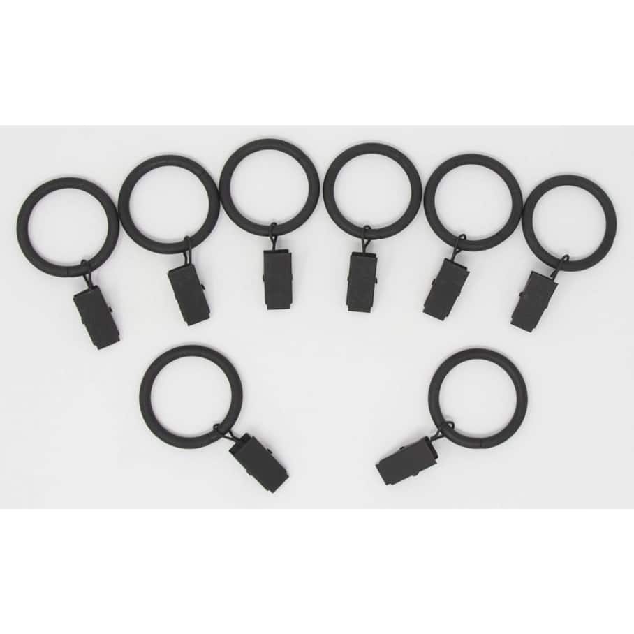 Metal Curtain Drapery Rings with Clips, 8 PK, New, 1 3/8" Inner Diameter