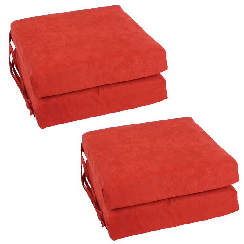 16-inch Square Indoor Microsuede Chair Cushions (Set of 2 or 4) - 16 x 16 - Set of 4 - Cardinal Red