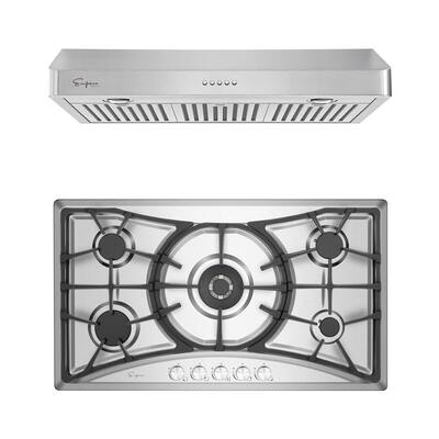 2 Piece Kitchen Appliances Packages Including 36" Gas Cooktop and 36" Under Cabinet Range Hood