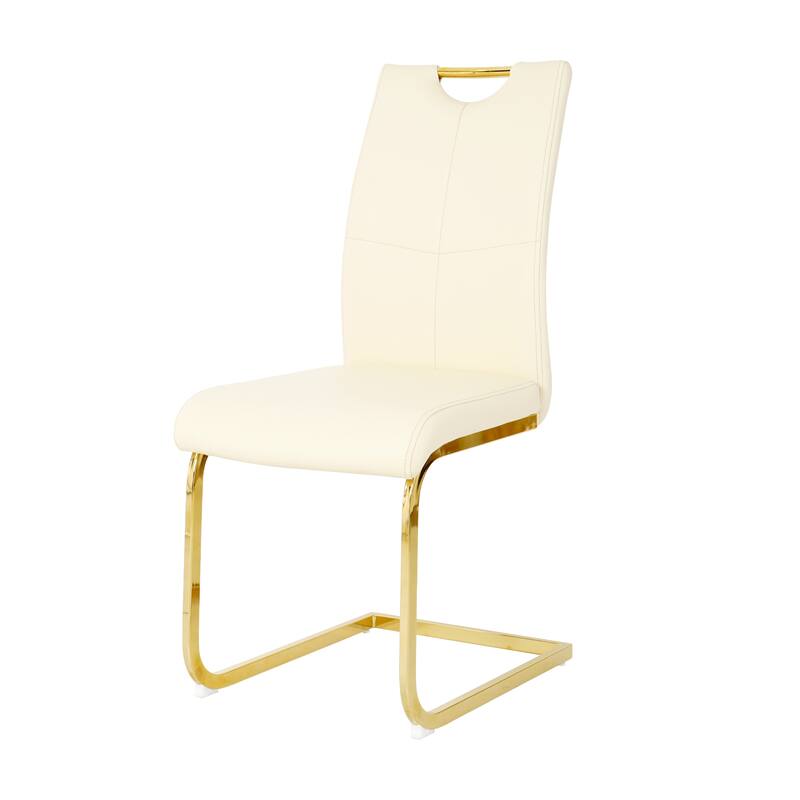 Modern PU Dining Chair with Gold Metal Legs, Versatile for Kitchen, Living Room, Bedroom, and Dining Room.