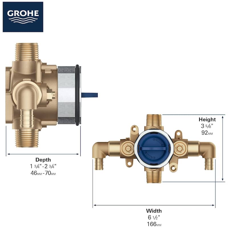 Grohe GrohSafe 3.0 Pressure Balance Valve with PEX Crimp Outlets,