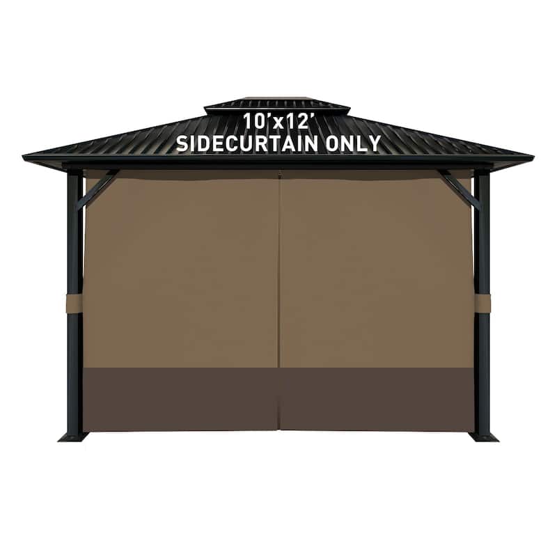 Aoodor Gazebo Curtain Replacement-Universal 4-Panel Sidewalls 10'x12', Curtain Only - 10'x12' - Light Coffee and Coffee