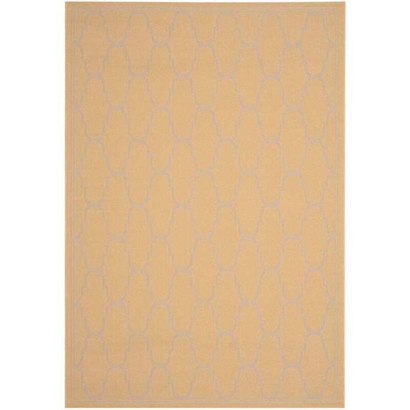 SAFAVIEH Courtyard Lita Waterproof Trellis Backyard Patio Rug - 4' x 5'7" - Yellow/Beige
