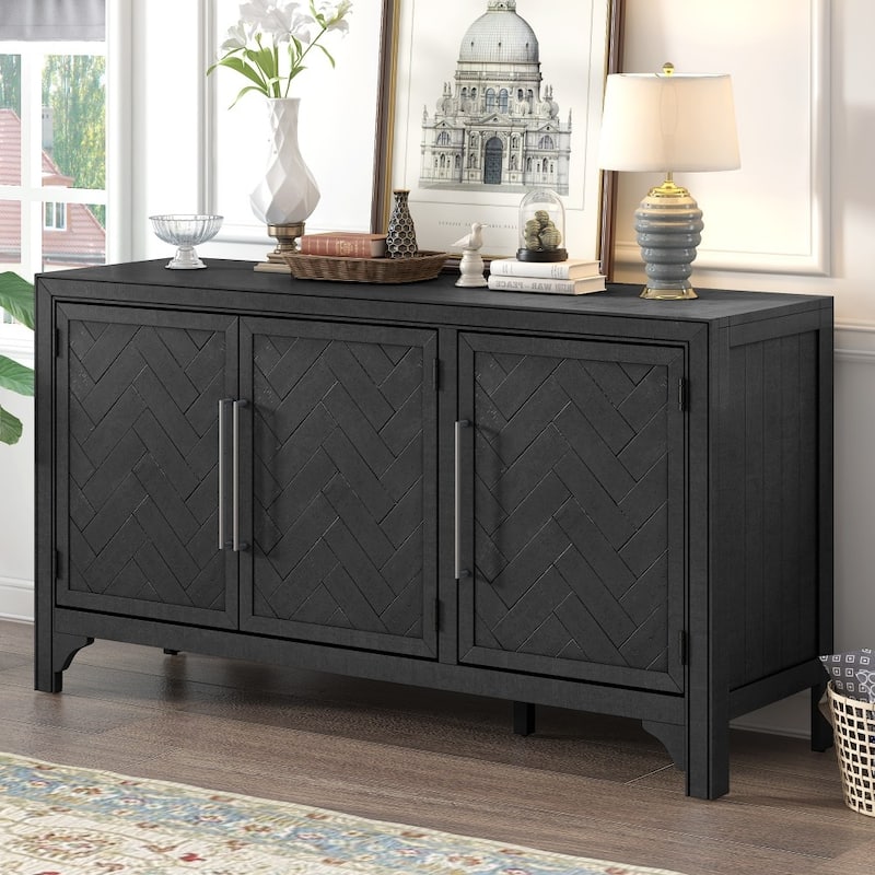Designed Storage Cabinet Sideboard with MDF+Pine veneer , Adjustable Shelves, Suitable