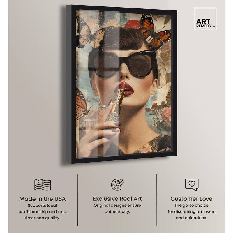 Iconic Lady Butterfly Collage II Shadowbox by Art Remedy
