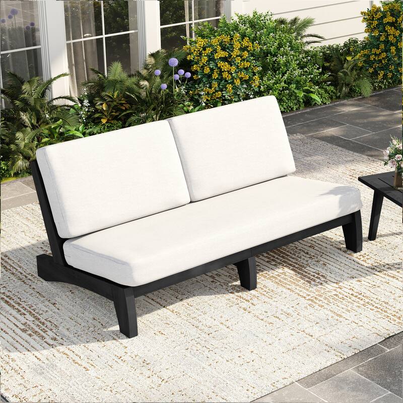 3 Seat Wood 64" W Outdoor Patio Sofa with Cushion