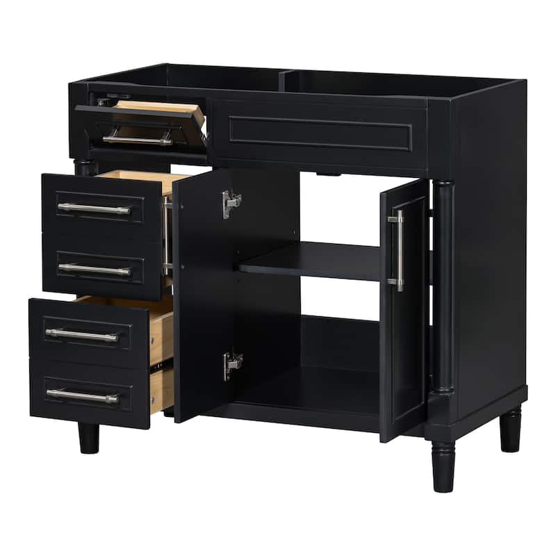 36''Bathroom Vanity without Sink,Cabinet,2 Drawers,a Tip-out Drawer,Vanity Only,Height Adjustable Shelf( NOT INCLUDE SINK)