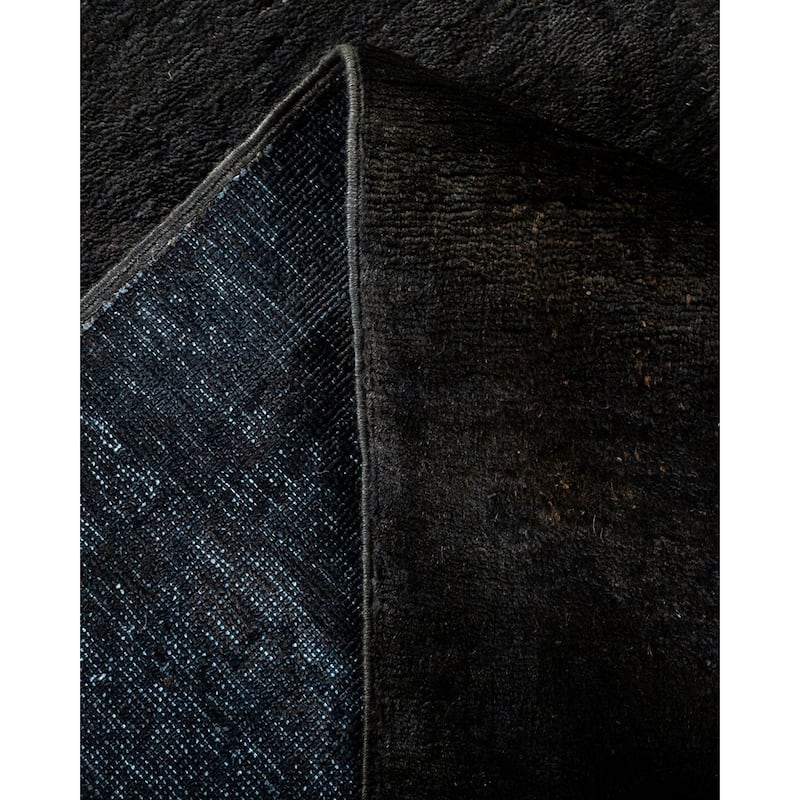 Overton Hand Knotted Wool Vintage Inspired Modern Contemporary Overdyed Black Area Rug - 8' 4" x 10' 5"