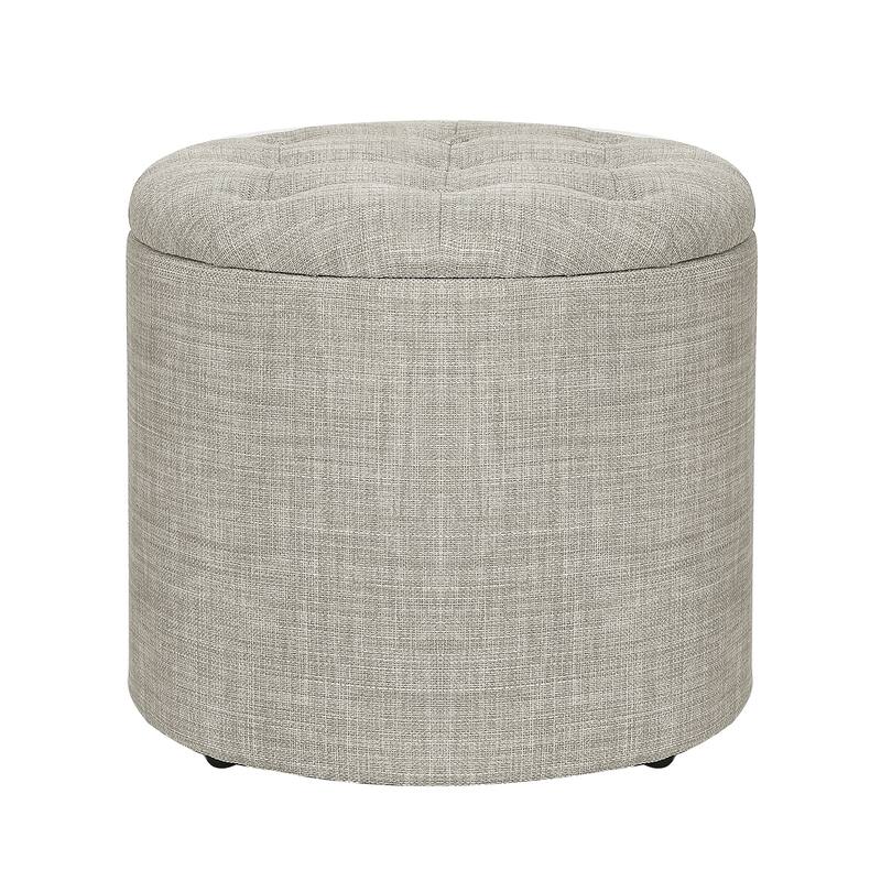 Adeco Round Footstool with Removable Lid Footrest Storage Ottomans