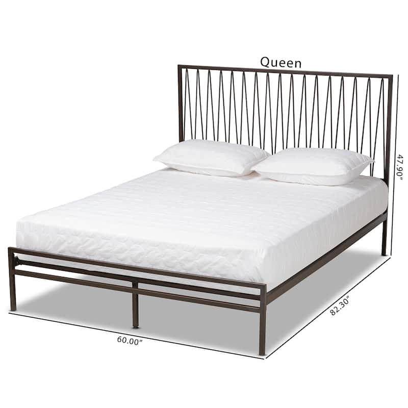 Jeanette Modern and Contemporary Black Finished Metal Platform Bed