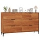 preview thumbnail 1 of 8, Gymax 6-Drawer Double Dresser w/ Interlock System Metal Support Legs 6-drawer - Brown