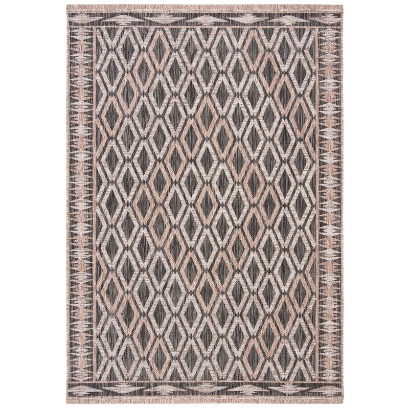 SAFAVIEH Courtyard Hannchen Indoor/ Outdoor Waterproof Patio Backyard Rug - 2' x 3'7" - Black/Natural
