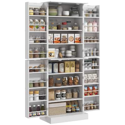 65" Kitchen Pantry Cabinet, Modern Storage Cabinet with Doors and Shelves, Freestanding Cupboard for Dining Room, White