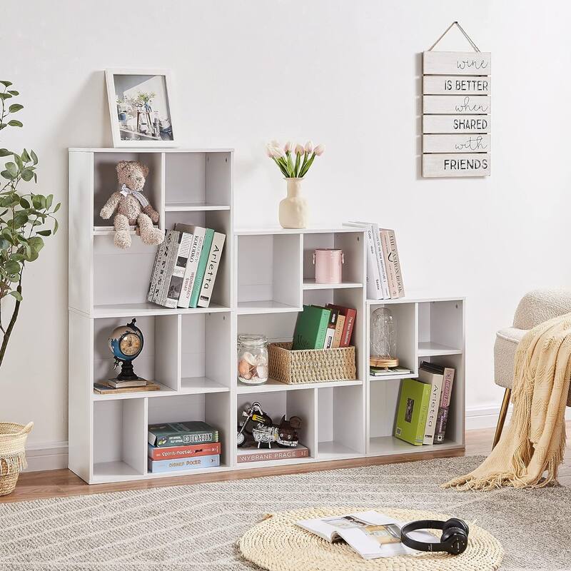 VECELO Wide Wood Organizer Bookcase Sets