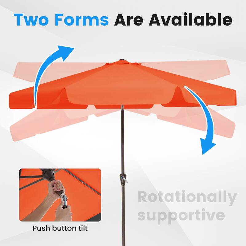 10ft Patio Market Umbrella with UV-Resistant and Sagging Edge Designed