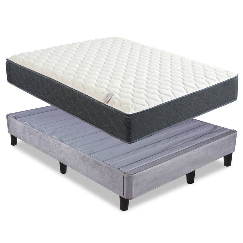 Onetan, Mattress and Platfrom Bed Set, 9-Inch Medium Tight Top Hybrid Mattress and 13" Wood Premium Platform Bed